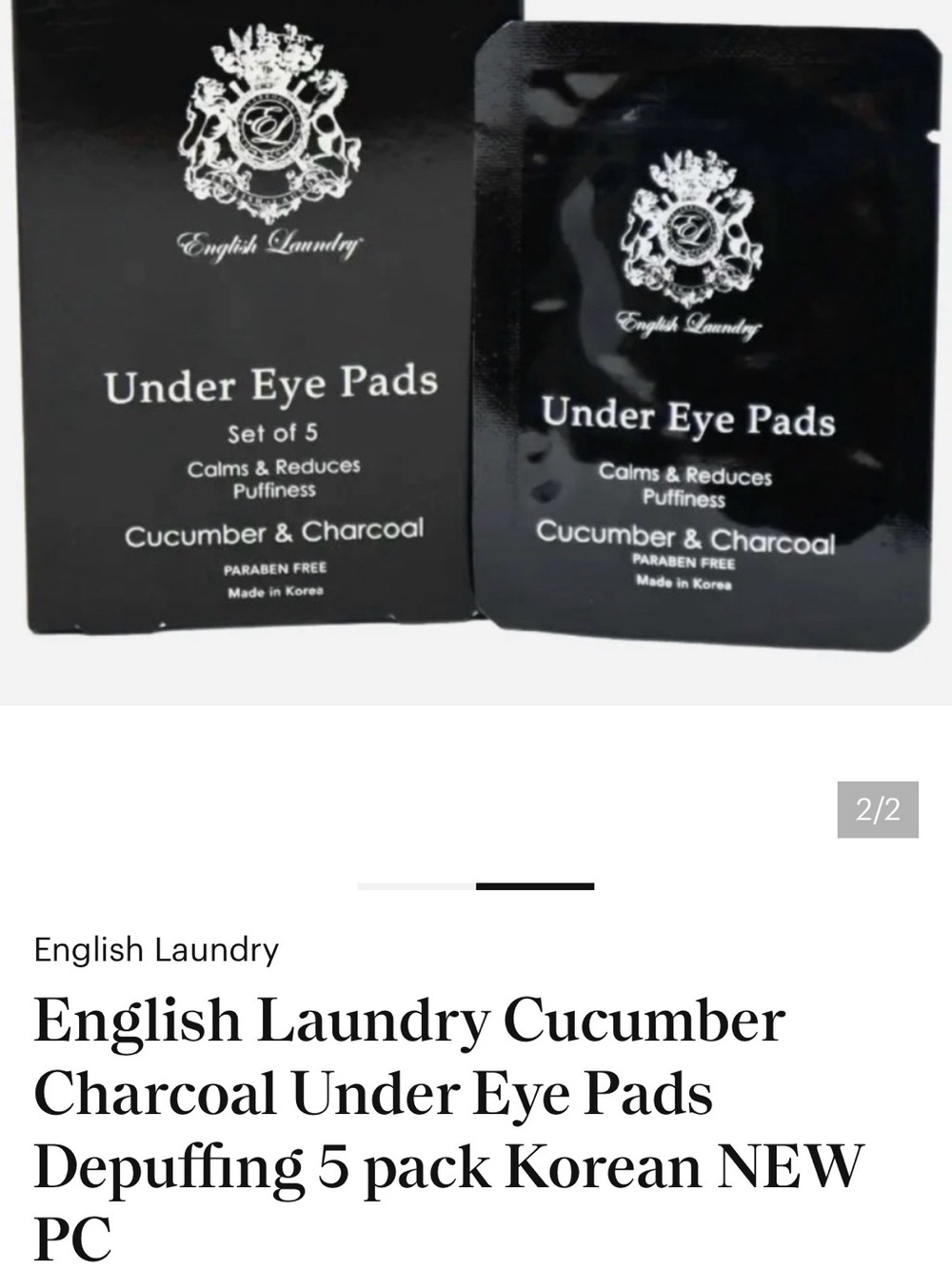 English Laundry Black Cucumber & Charcoal Under Eye Pads (Set of 5)